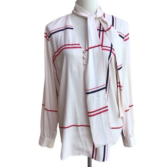 Ann Taylor Long Sleeve Neck Tie Blouse Size Medium NEW - Picture 1 of 11